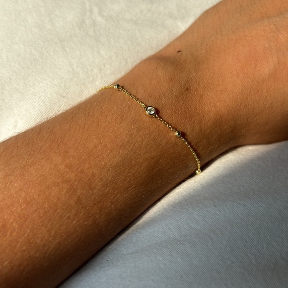Beaded moissanite vermeil bracelet - Picture 10 of 10